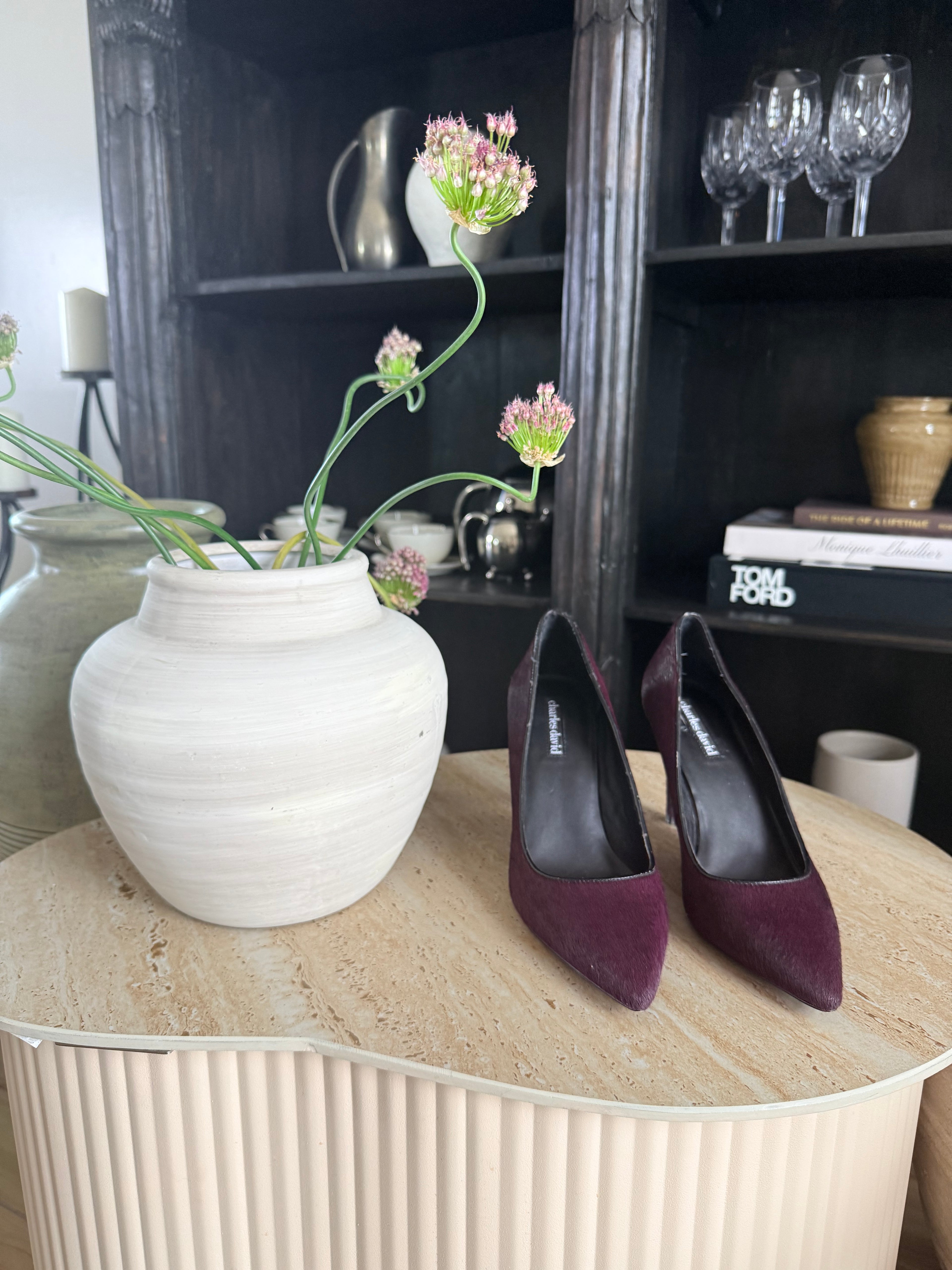 Plum Pony Hair Heels