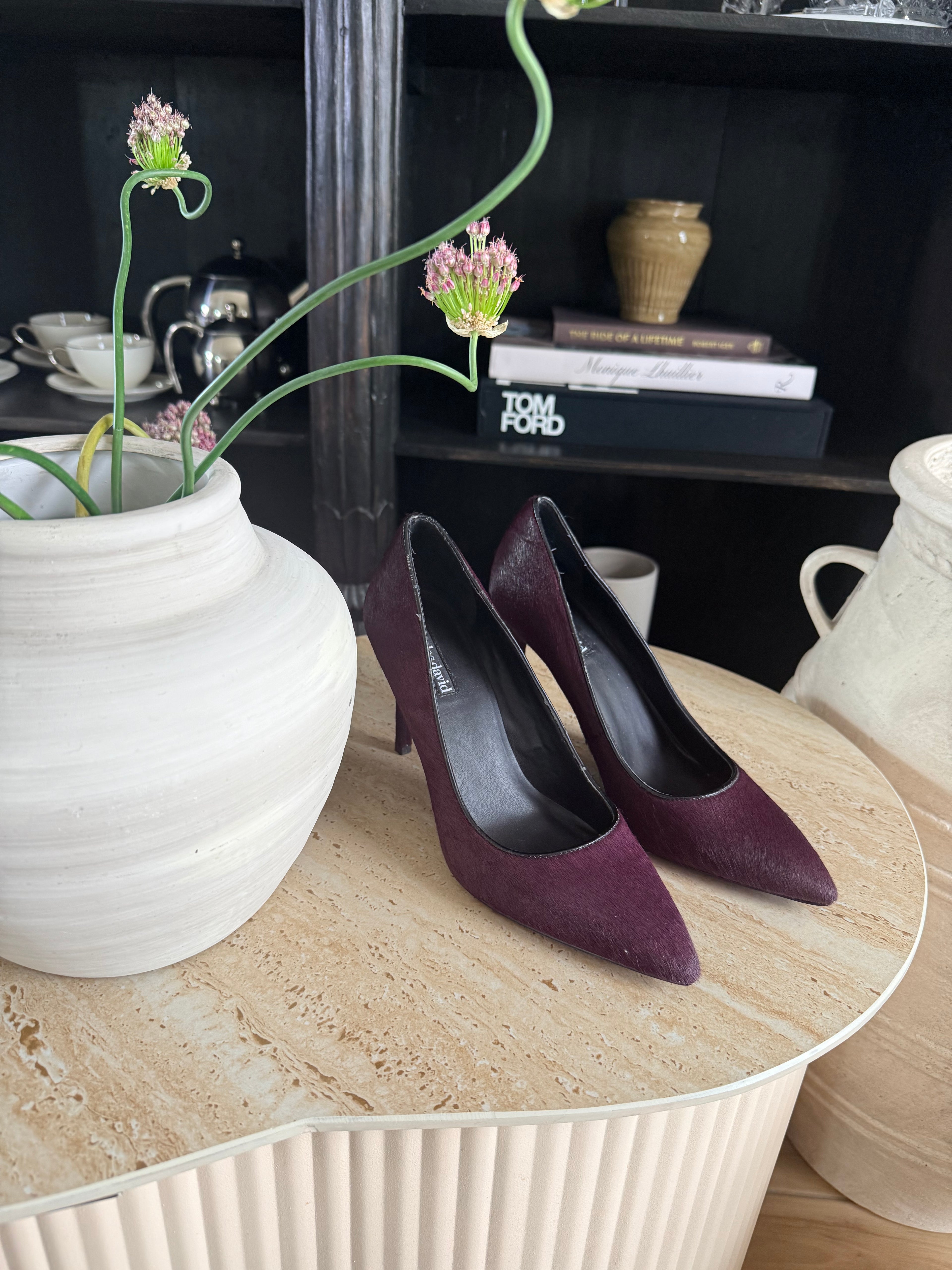 Plum Pony Hair Heels