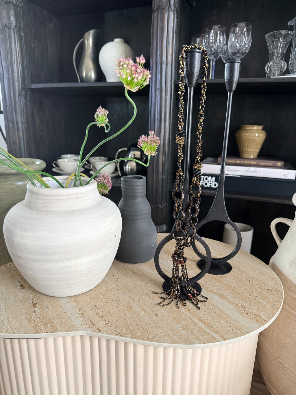 Vintage Beaded Necklace with Tassel