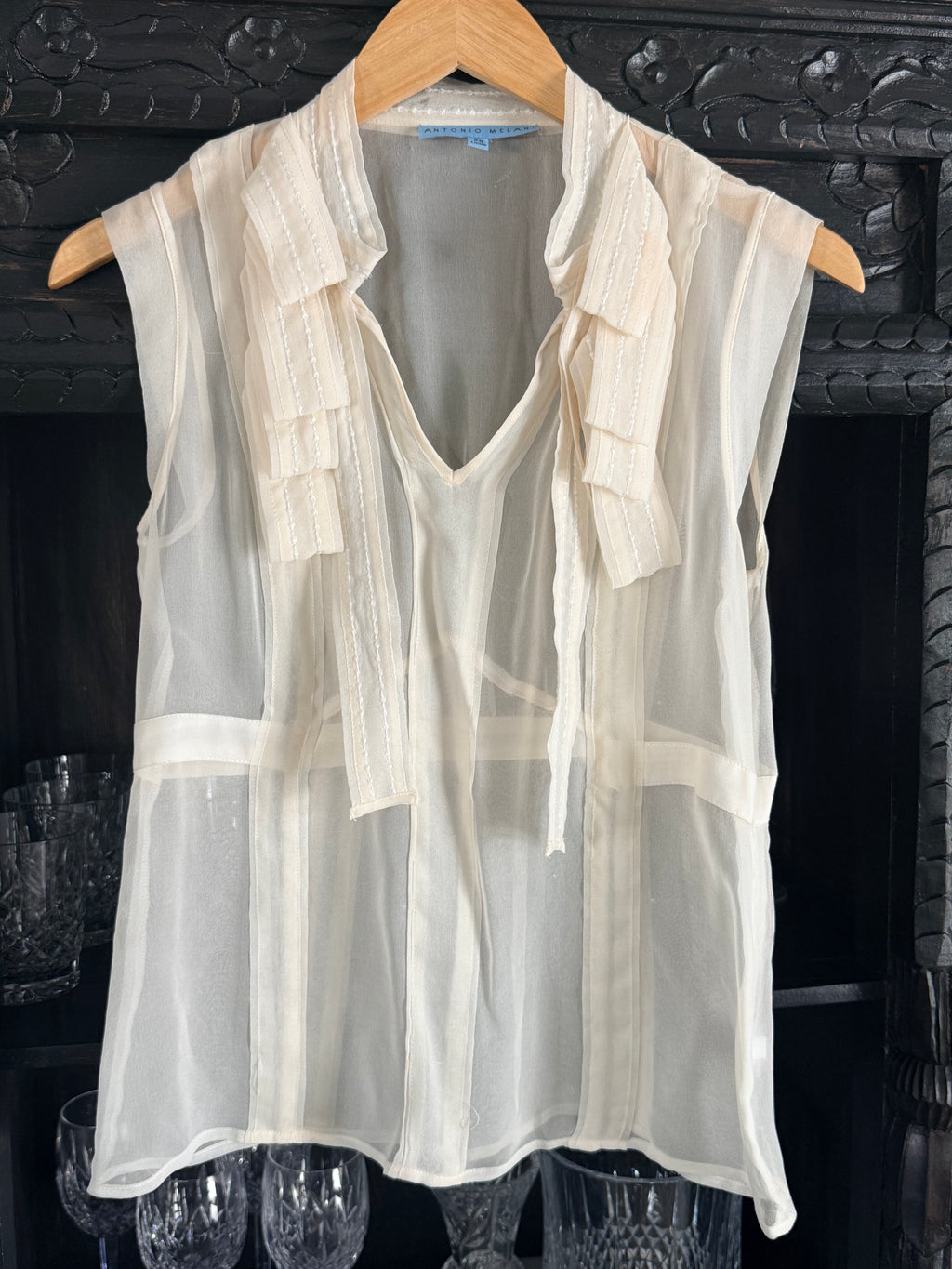 Antonio Melani Sheer Top with Ruffle Details
