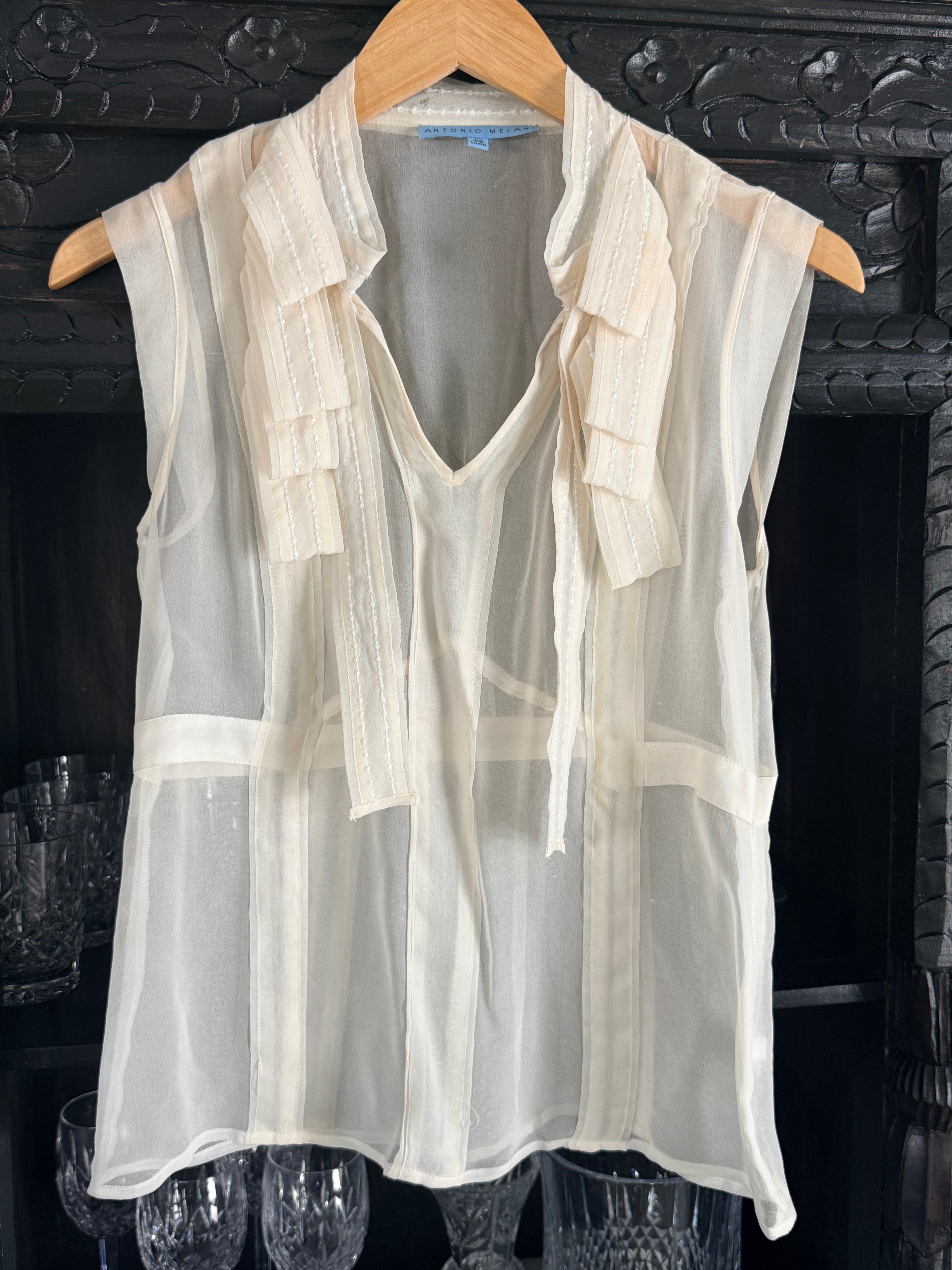 Antonio Melani Sheer Top with Ruffle Details