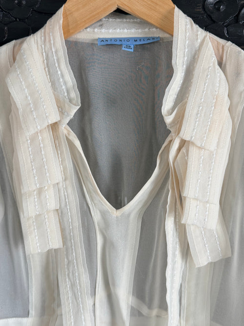 Antonio Melani Sheer Top with Ruffle Details